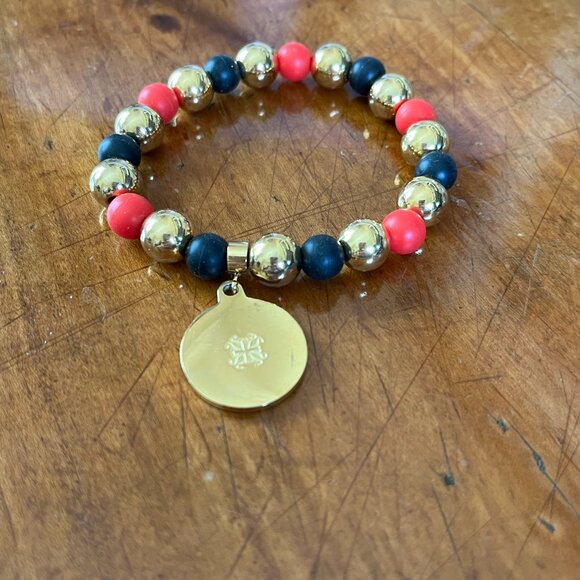 Rustic Cuff "Oreo" Logo Stainless and Beaded Stretch Bracelet EUC - Picture 6 of 7